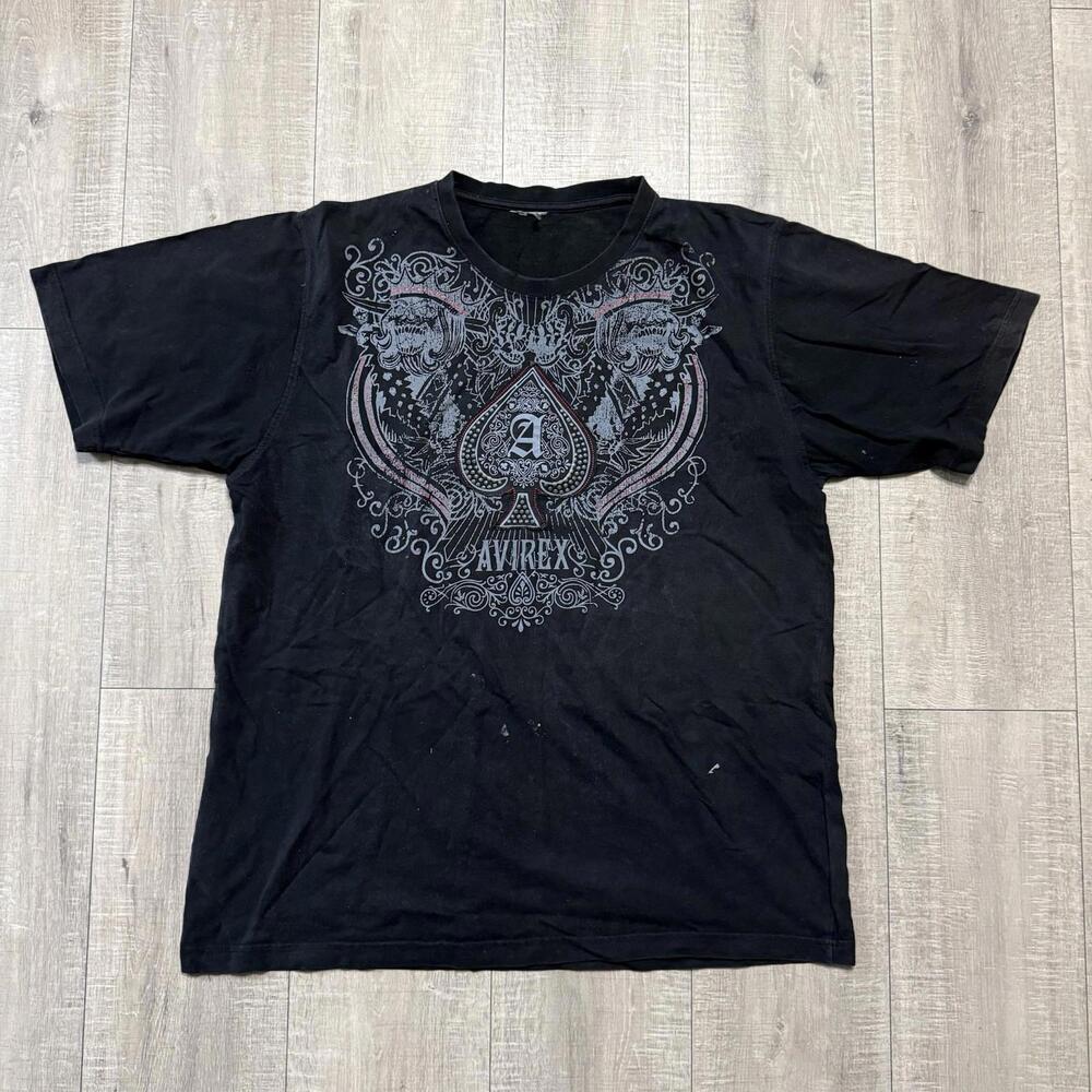 Vintage Avirex T-Shirt Black Studded Y2K Hip Hop Size XXL \ XXXL Men